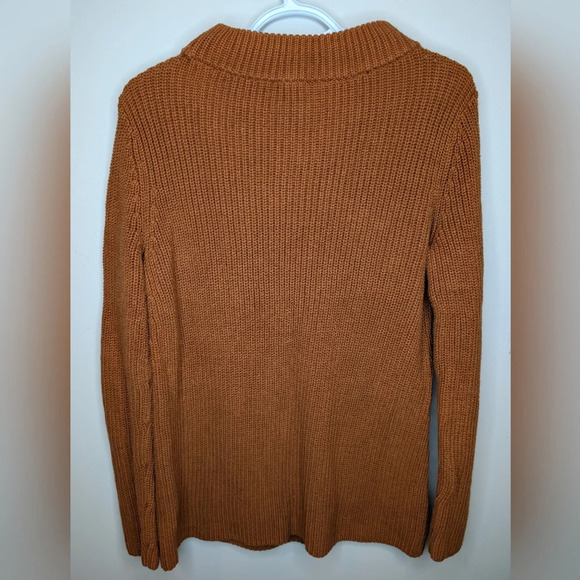 TALBOTS Brown  Scoop Crew Neck Patterned Knit 100% Cotton Sweater Womans Medium - Picture 2 of 7